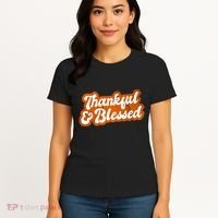 Thankful And Blessed Retro Distressed Logo Women's T-Shirt thumb 4