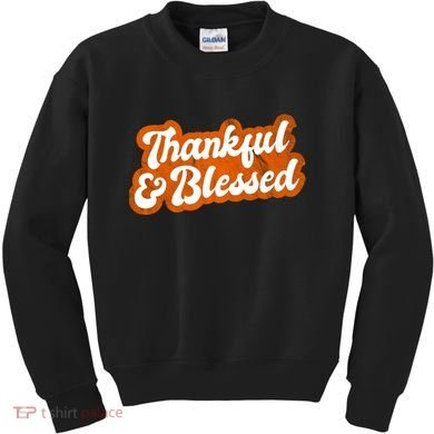 Thankful And Blessed Retro Distressed Logo Kids Sweatshirt