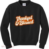 Thankful And Blessed Retro Distressed Logo Kids Sweatshirt thumb 0
