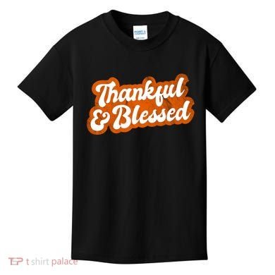 Thankful And Blessed Retro Distressed Logo Kids T-Shirt