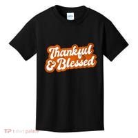 Thankful And Blessed Retro Distressed Logo Kids T-Shirt thumb 0