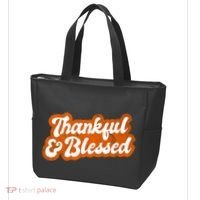 Thankful And Blessed Retro Distressed Logo Tote Bag thumb 3