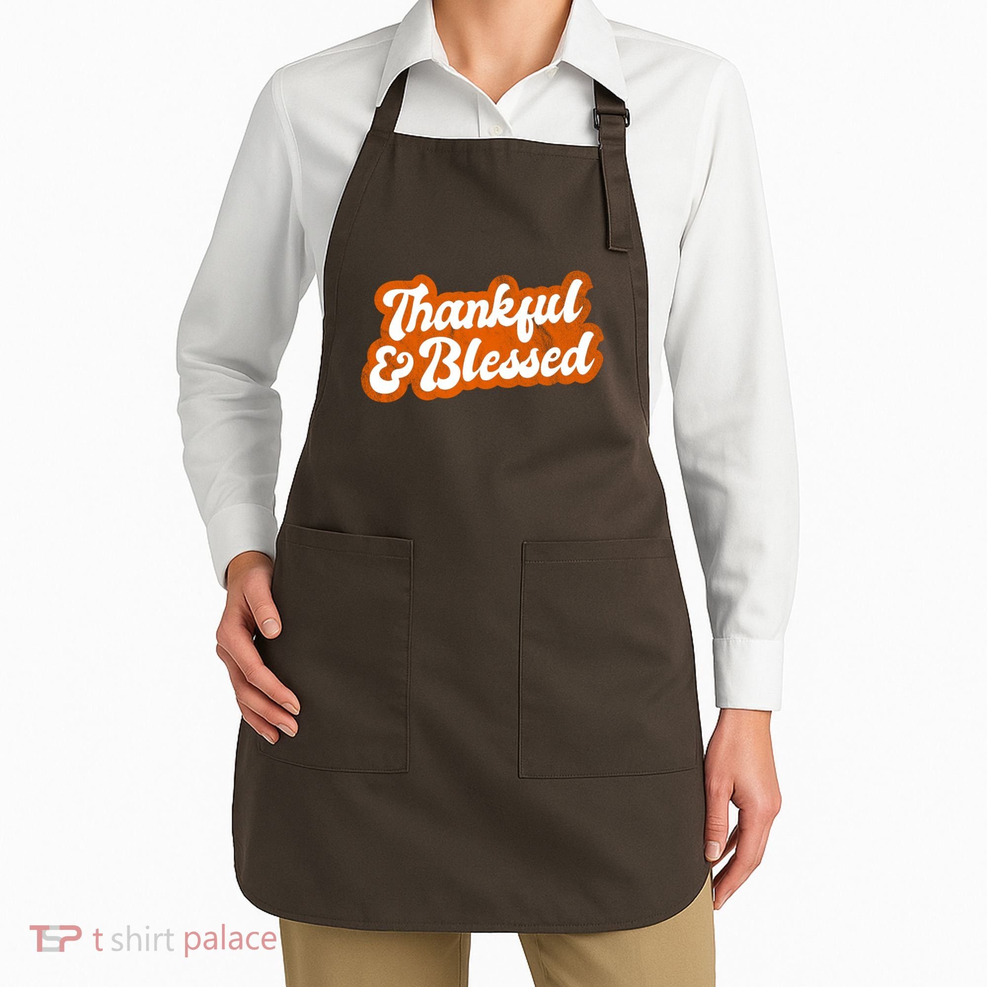 Thankful And Blessed Retro Distressed Logo Apron