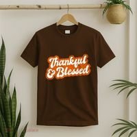 Thankful And Blessed Retro Distressed Logo T-Shirt thumb 2