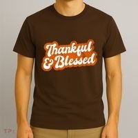 Thankful And Blessed Retro Distressed Logo T-Shirt thumb 3