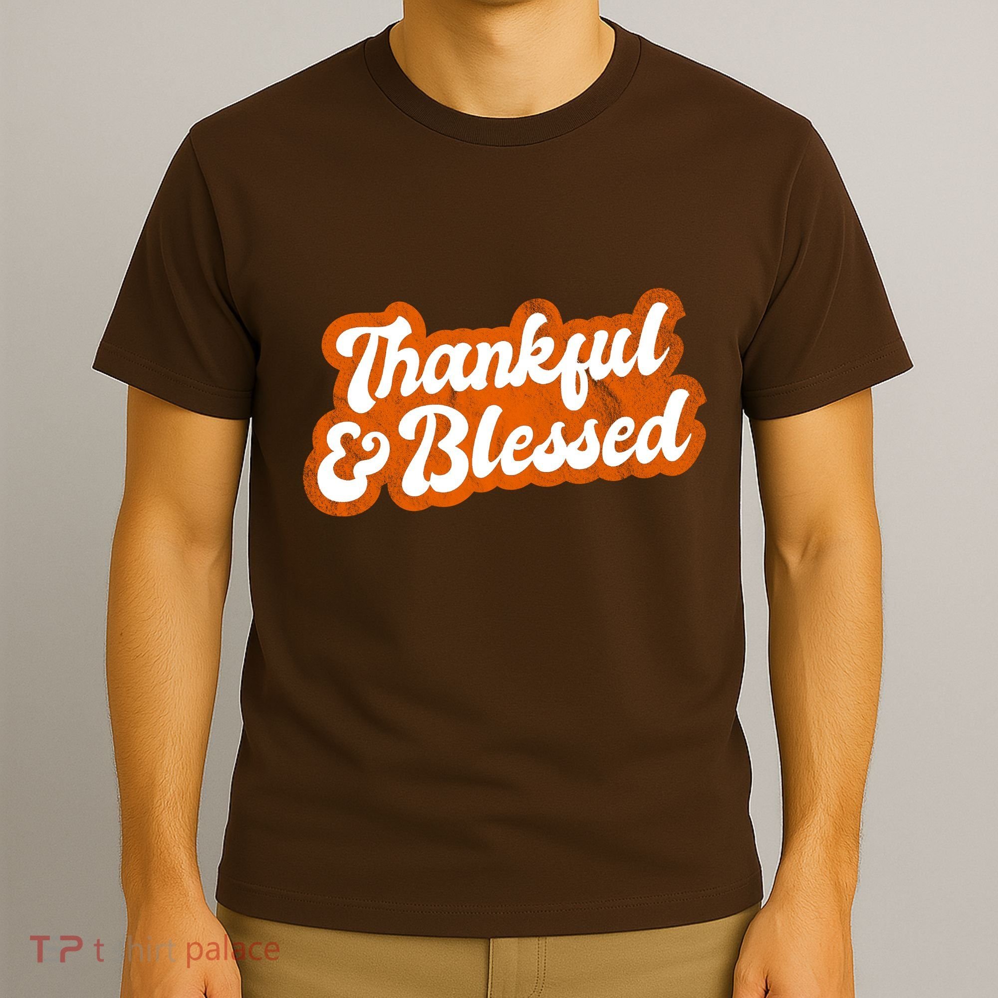 Thankful And Blessed Retro Distressed Logo T-Shirt