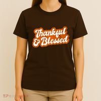 Thankful And Blessed Retro Distressed Logo T-Shirt thumb 4