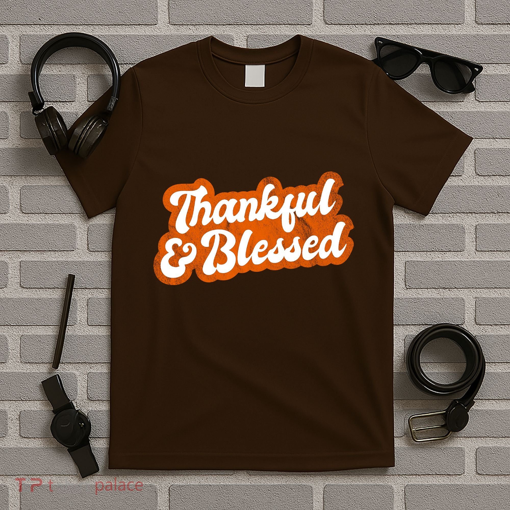 Thankful And Blessed Retro Distressed Logo T-Shirt