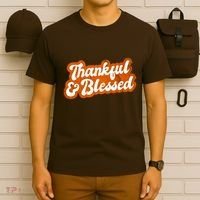 Thankful And Blessed Retro Distressed Logo T-Shirt thumb 6