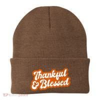 Thankful And Blessed Retro Distressed Logo Beanie thumb 0
