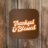 Thankful And Blessed Retro Distressed Logo Coaster thumb 0