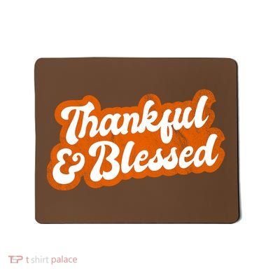 Thankful And Blessed Retro Distressed Logo Mousepad