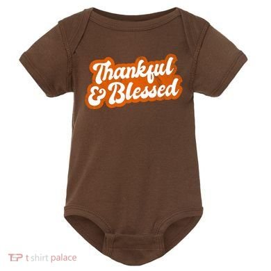 Thankful And Blessed Retro Distressed Logo Baby Bodysuit