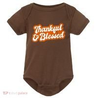 Thankful And Blessed Retro Distressed Logo Baby Bodysuit thumb 0