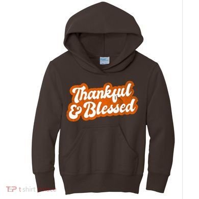 Thankful And Blessed Retro Distressed Logo Kids Hoodie