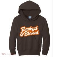 Thankful And Blessed Retro Distressed Logo Kids Hoodie thumb 0