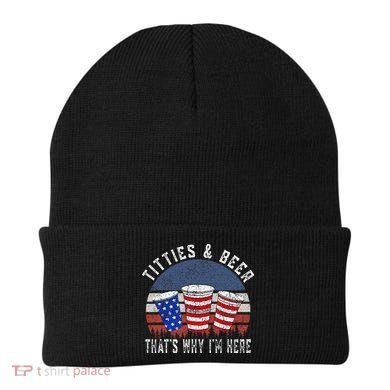 Titties And Beer ThatS Why IM Here Funny Beer Beanie
