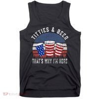 Titties And Beer ThatS Why IM Here Funny Beer Tank Top thumb 0