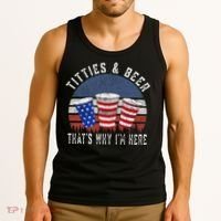 Titties And Beer ThatS Why IM Here Funny Beer Tank Top thumb 3