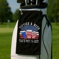 Titties And Beer ThatS Why IM Here Funny Beer Golf Towel thumb 2