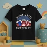 Titties And Beer ThatS Why IM Here Funny Beer Toddler T-Shirt thumb 3
