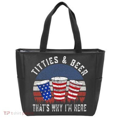 Titties And Beer ThatS Why IM Here Funny Beer Tote Bag