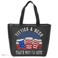 Titties And Beer ThatS Why IM Here Funny Beer Tote Bag thumb 0