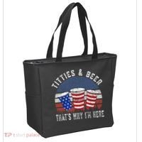 Titties And Beer ThatS Why IM Here Funny Beer Tote Bag thumb 2