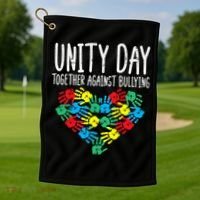 Together Against Bullying Kids Unity Day Orange Anti Bully Golf Towel thumb 1