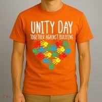 Together Against Bullying Kids Unity Day Orange Anti Bully T-Shirt thumb 3