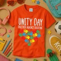 Together Against Bullying Kids Unity Day Orange Anti Bully Kids T-Shirt thumb 3