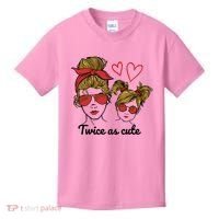Twice As Cute Mom And Daughter Kids T-Shirt thumb 0