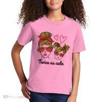 Twice As Cute Mom And Daughter Kids T-Shirt thumb 2