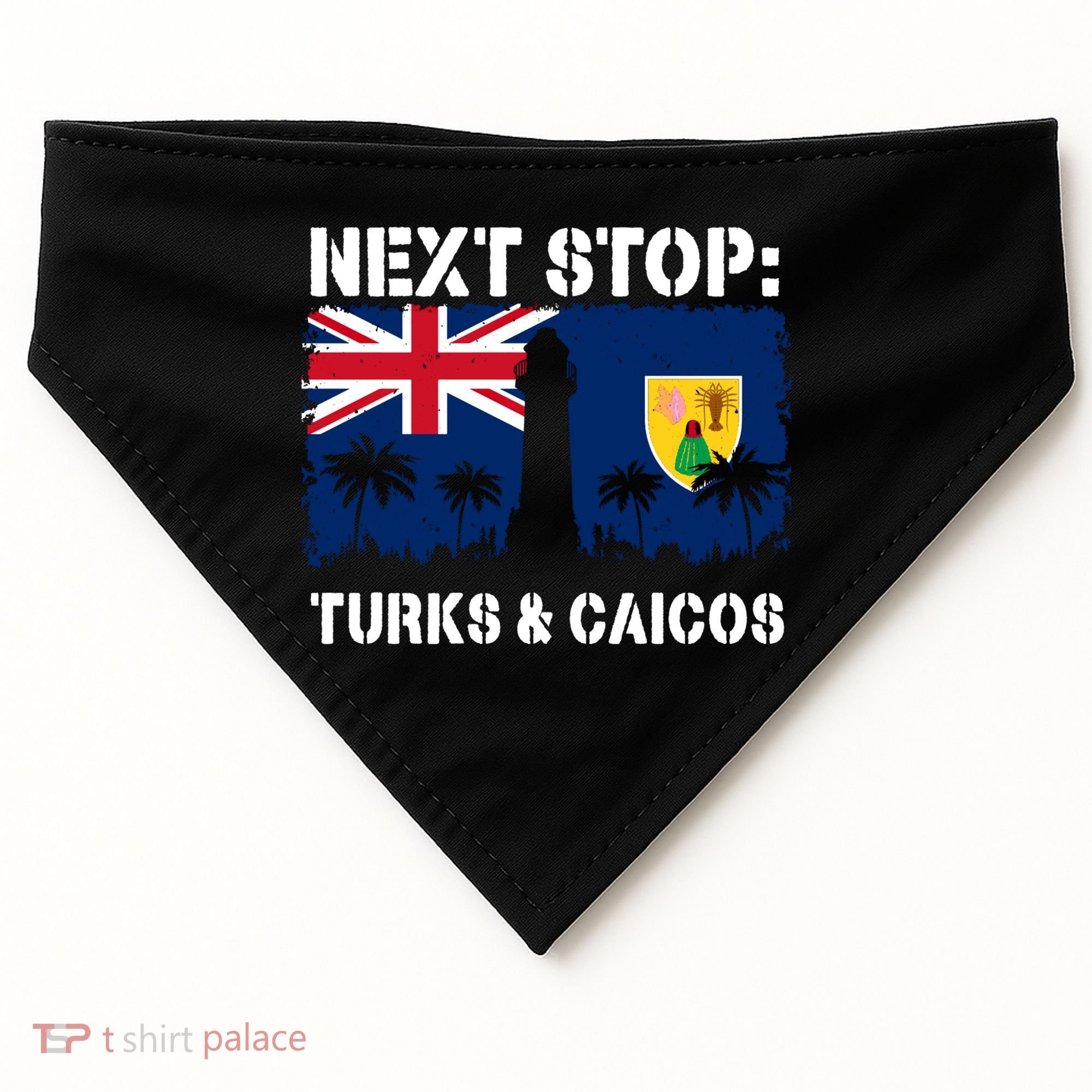 Turks And Caicos Summer Vacation Trip Next Stop Vacay Vibes Gift USA-Made Doggie Bandana