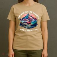 Trails Are Calling And I Must Go Wild Horse Nature Art T-Shirt thumb 4