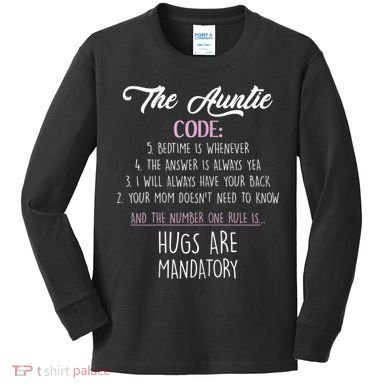 The Auntie Code Funny Aunt Kids Long Sleeve Shirt