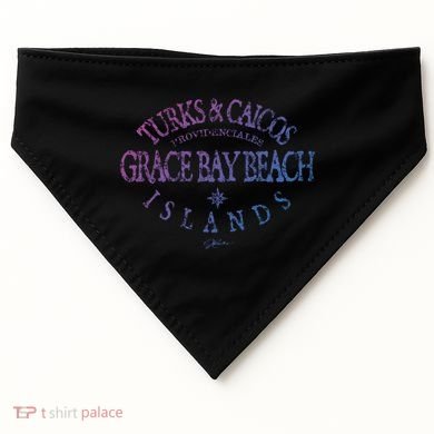 Turks And Caicos Islands Grace Bay Beach Gift USA-Made Doggie Bandana
