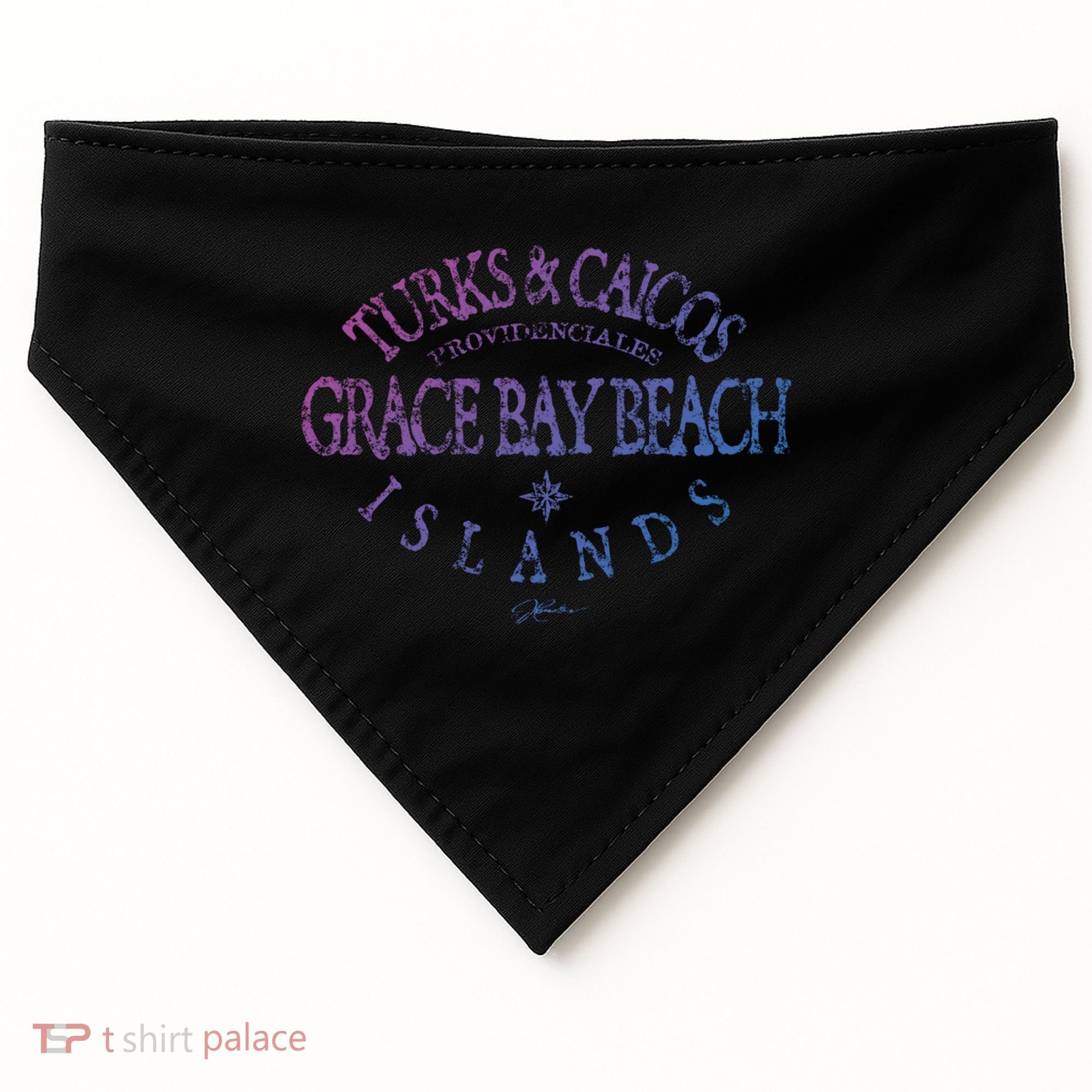 Turks And Caicos Islands Grace Bay Beach Gift USA-Made Doggie Bandana