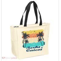 Turks And Caicos Palms Beach Caribbean Islands Souvenir Gift Tote Bag thumb 2