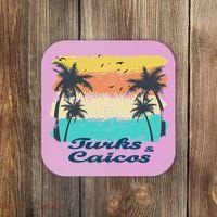 Turks And Caicos Palms Beach Caribbean Islands Souvenir Gift Coaster thumb 0
