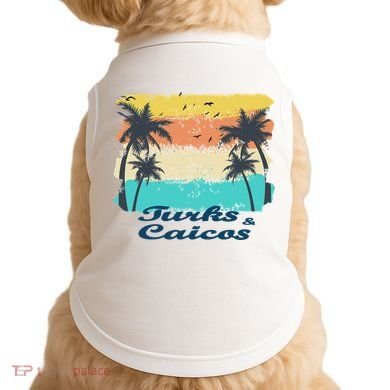 Turks And Caicos Palms Beach Caribbean Islands Souvenir Gift Doggie Tank