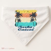 Turks And Caicos Palms Beach Caribbean Islands Souvenir Gift USA-Made Doggie Bandana thumb 0