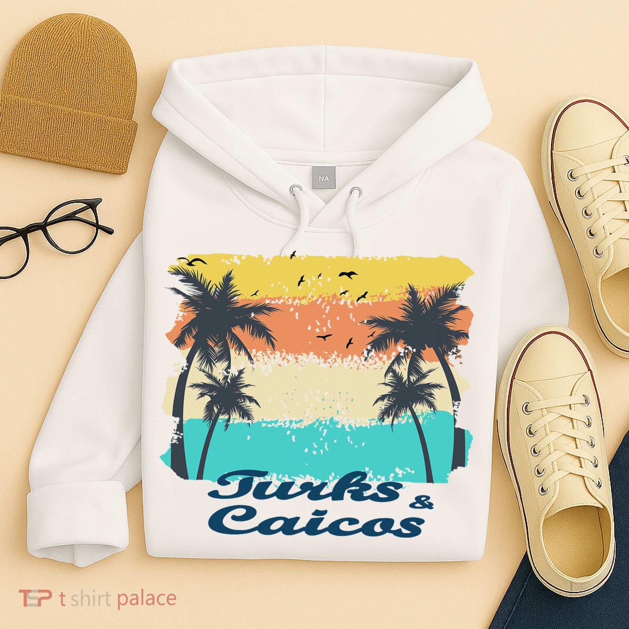 Turks And Caicos Palms Beach Caribbean Islands Souvenir Gift Hoodie