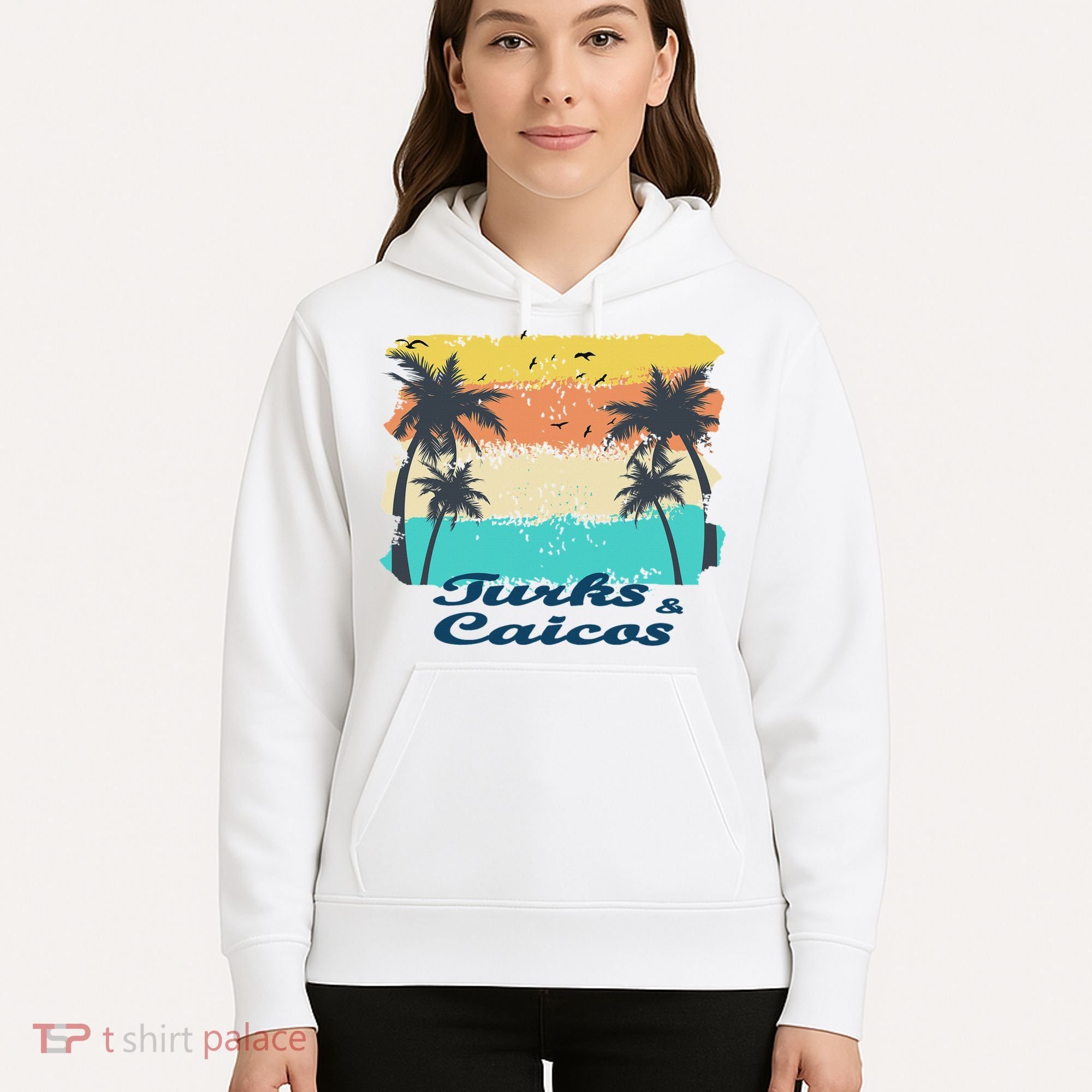 Turks And Caicos Palms Beach Caribbean Islands Souvenir Gift Hoodie
