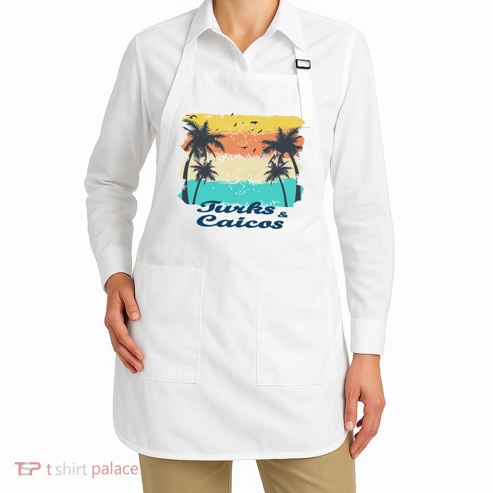 Turks And Caicos Palms Beach Caribbean Islands Souvenir Gift Apron