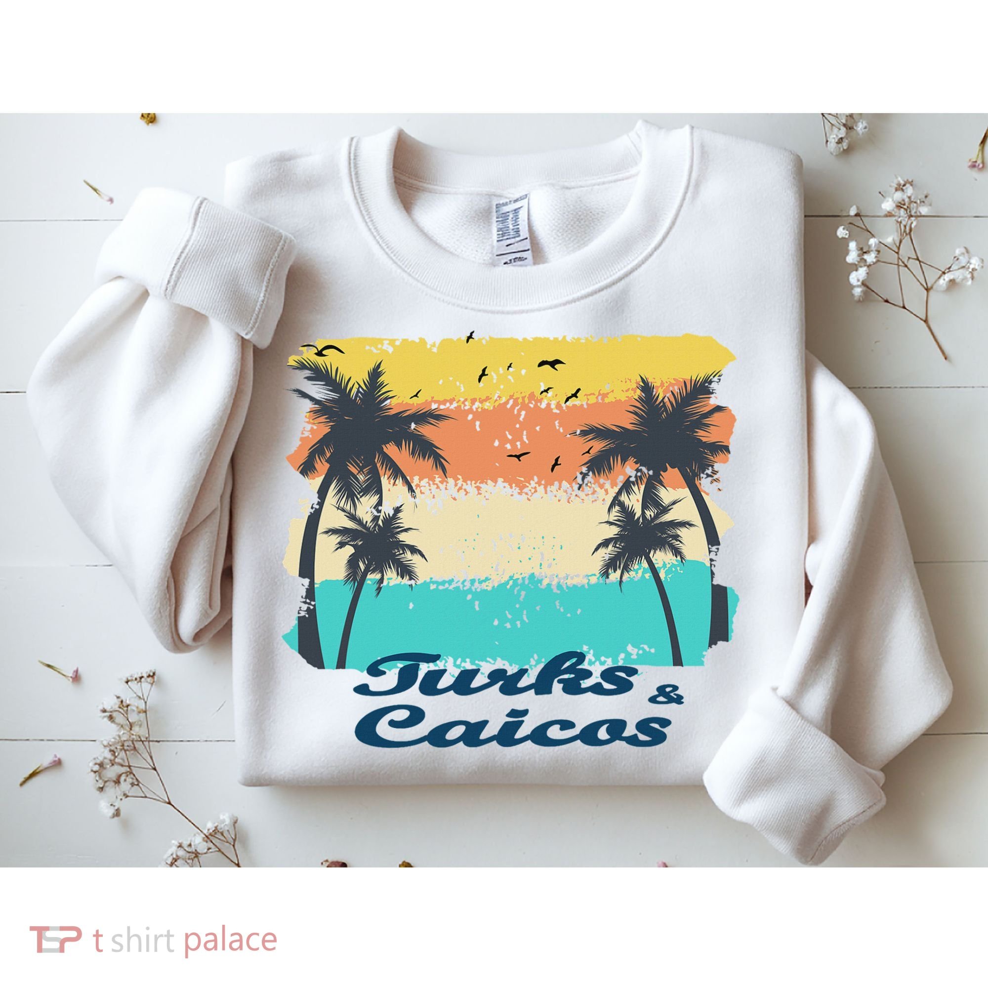 Turks And Caicos Palms Beach Caribbean Islands Souvenir Gift Sweatshirt