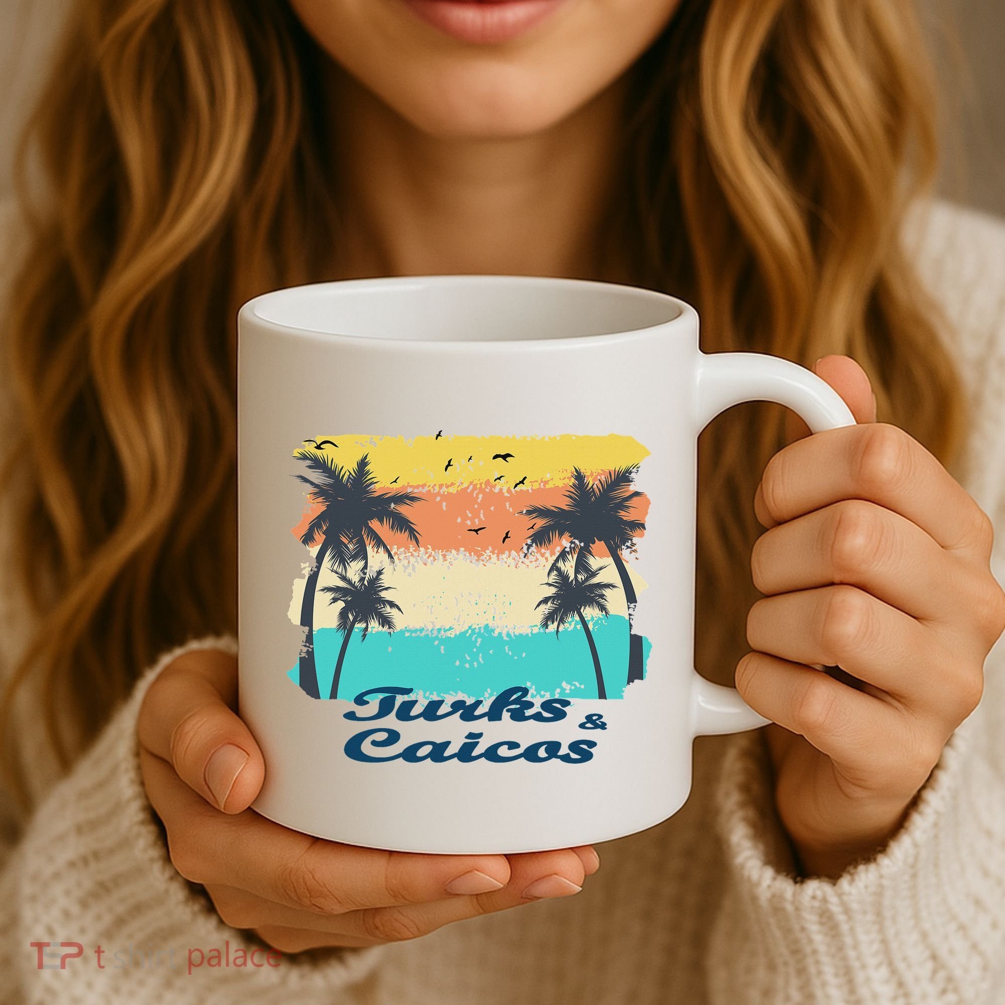 Turks And Caicos Palms Beach Caribbean Islands Souvenir Gift Coffee Mug