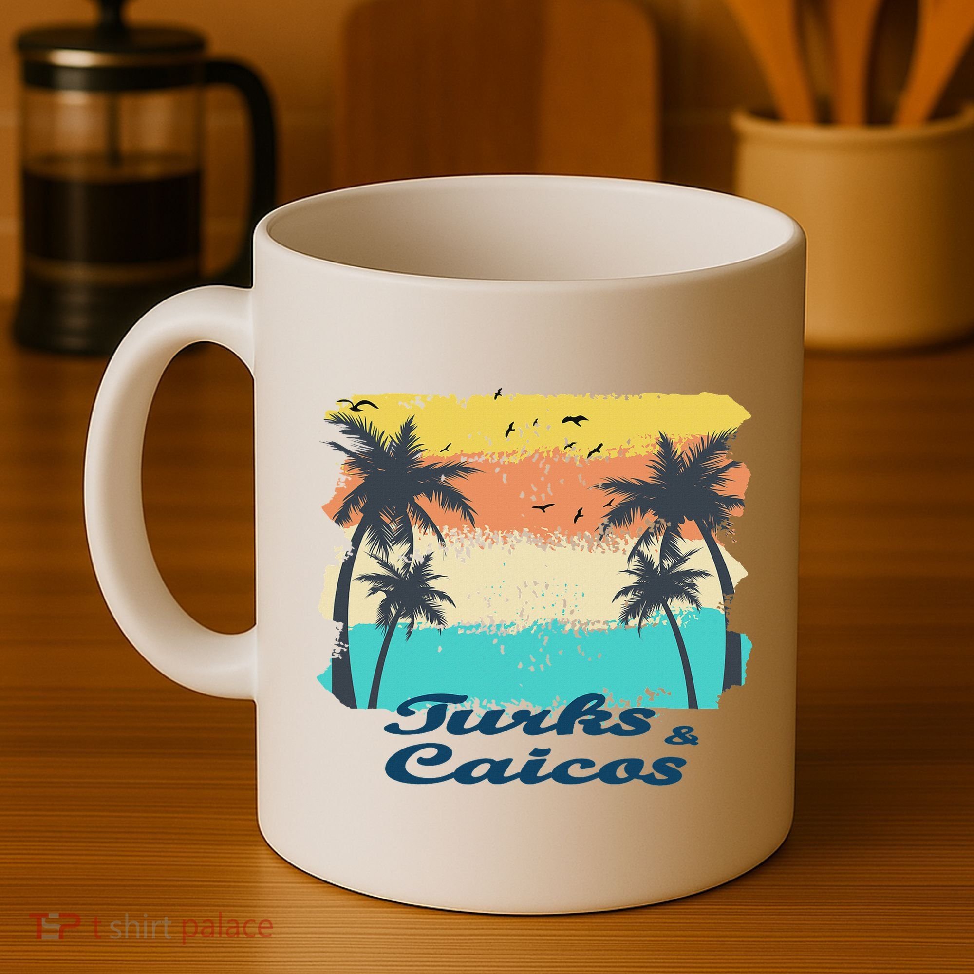Turks And Caicos Palms Beach Caribbean Islands Souvenir Gift Coffee Mug