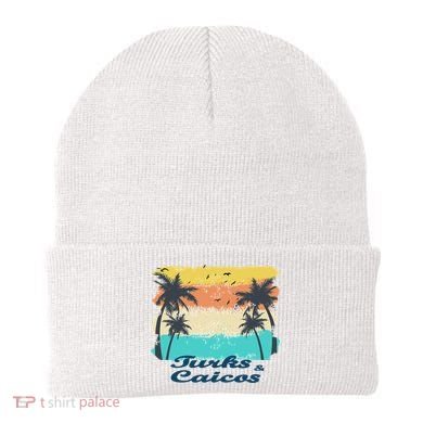 Turks And Caicos Palms Beach Caribbean Islands Souvenir Gift Beanie