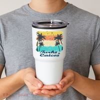 Turks And Caicos Palms Beach Caribbean Islands Souvenir Gift Tumbler thumb 2